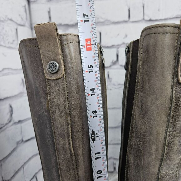 Bussola Knee High Leather Riding Boots Womens 37 US 6.5 Taupe Zipper Distressed - Picture 11 of 16
